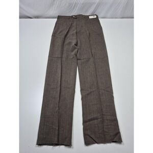 VTG John Alexander Dress Pants Mens 36x35 Brown Wool Pleated Classic Unhemmed
